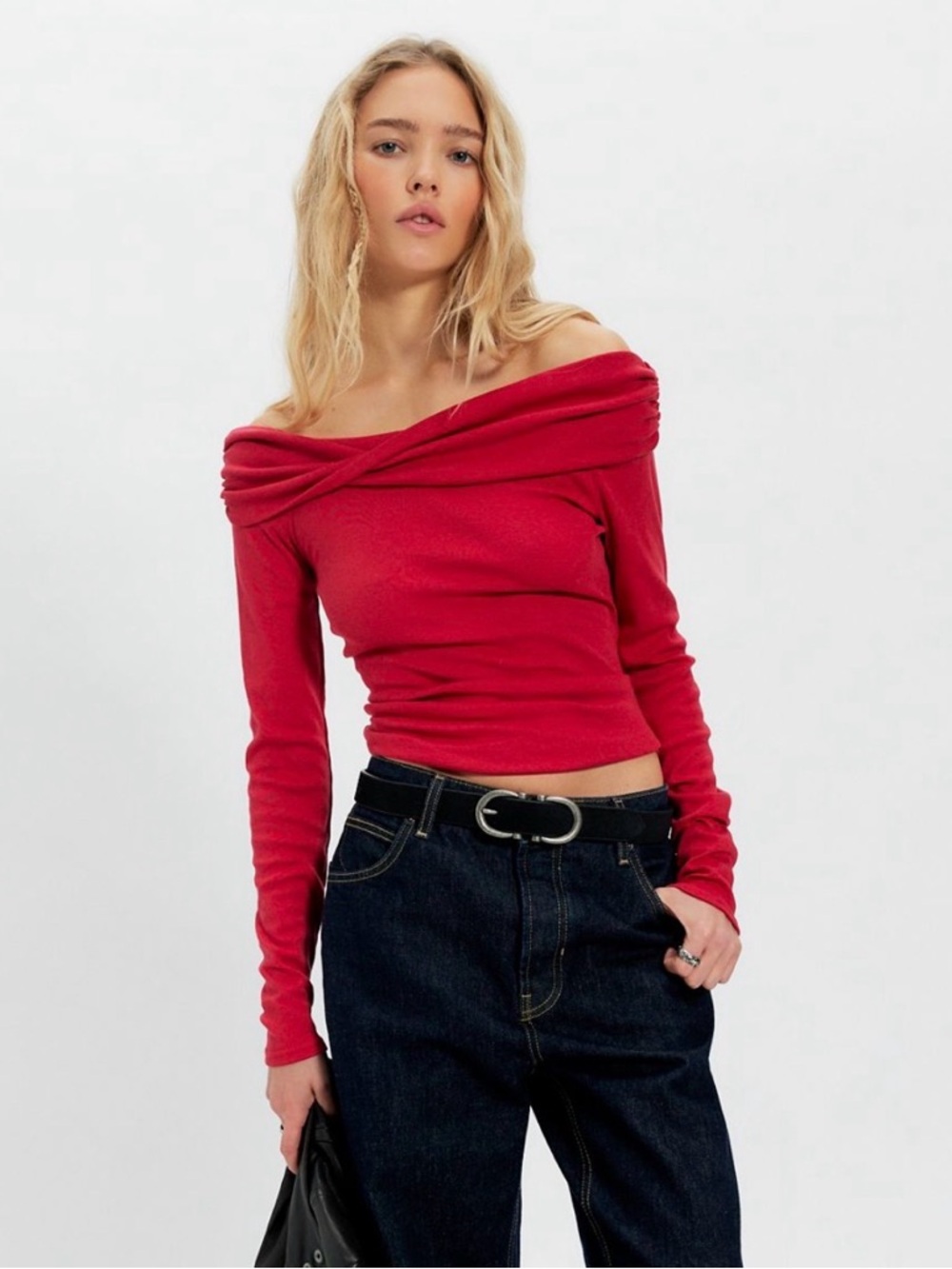 Free People Red Off-Shoulder Top